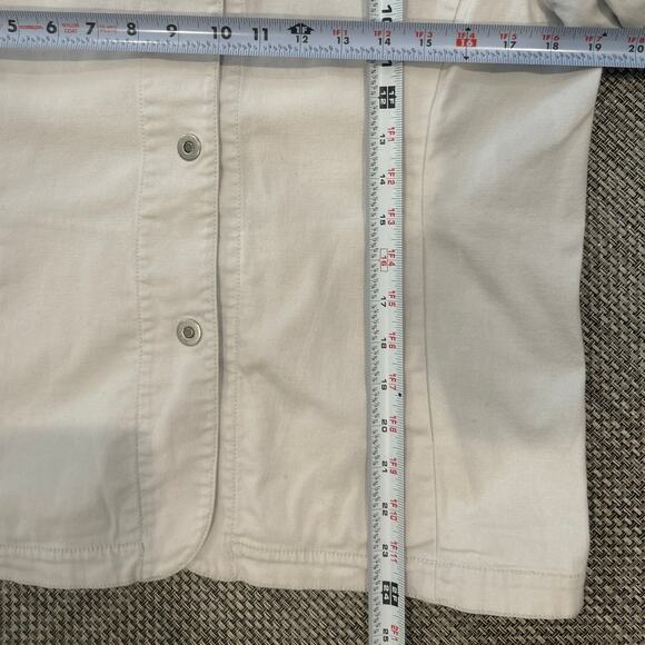 EILEEN FISHER Ivory 100% Cotton Snap Blazer Jacket M Workwear Corpcore Lagenlook - Picture 3 of 6